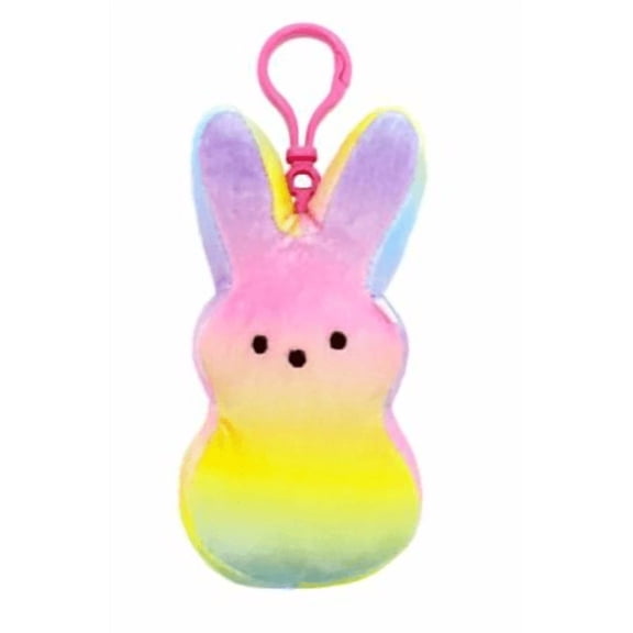 Peeps Plush Bunny Clip, Rainbow, 4-inches