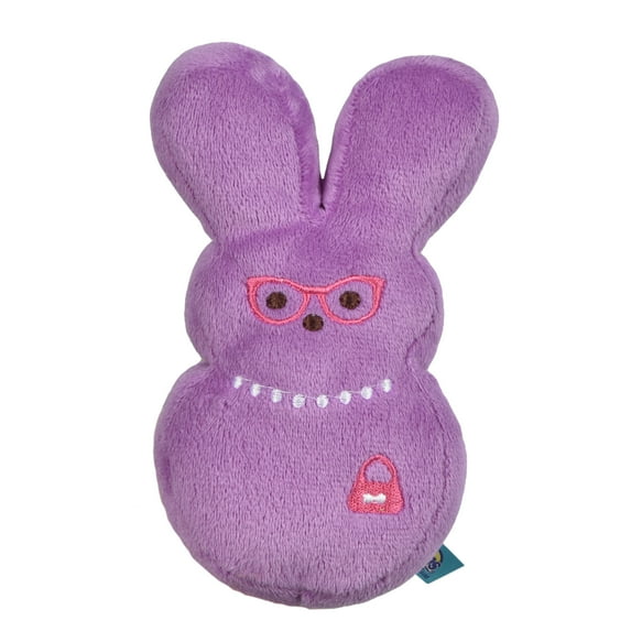 Peeps Plush Dog Toys, 6" Purple Dress-up Bunny Squeaker