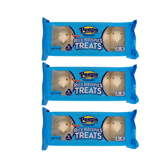 Peeps Rice Krispies Treat Flavored Marshmallow Chicks, Easter Candy, 5 count (1.5 oz) 3 Pack