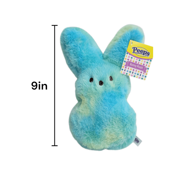 Peeps Tie Dye Blue Green Fuzzy Bunny Plush 10 inches