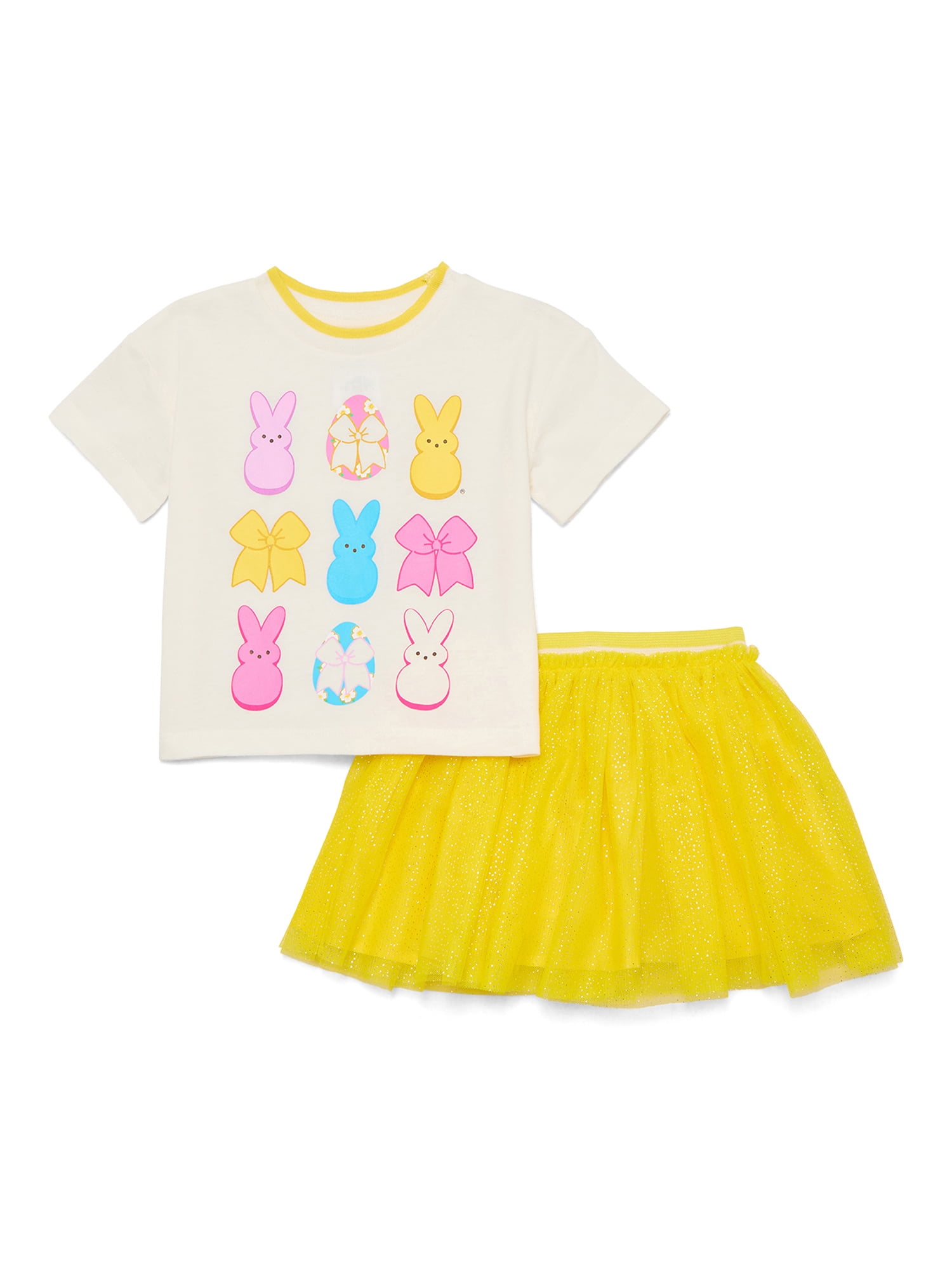 Easter Peeps Toddler Girls Graphic Tee and Tutu Skirt Set, 2-Piece, Sizes 12M-5T
