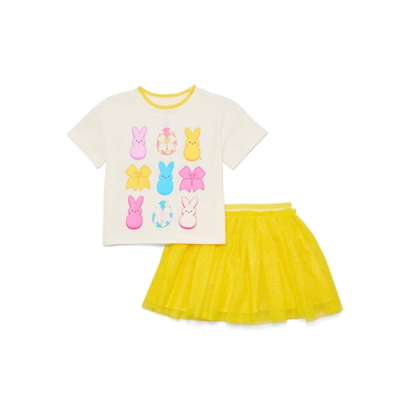 Easter Peeps Toddler Girls Graphic Tee and Tutu Skirt Set, 2-Piece, Sizes 12M-5T