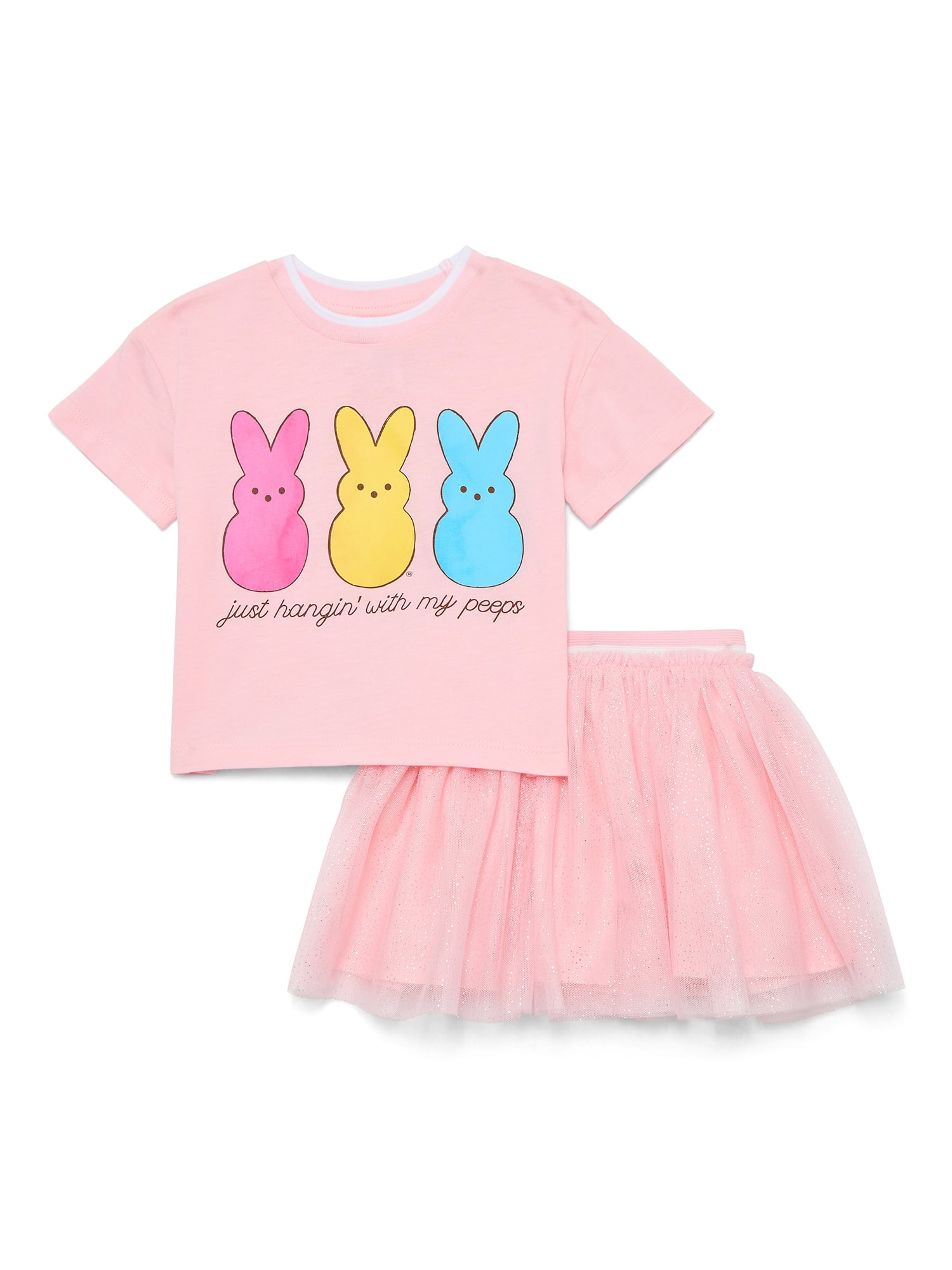 Easter Peeps Toddler Girls Graphic Tee and Tutu Skirt Set, 2-Piece, Sizes 12M-5T