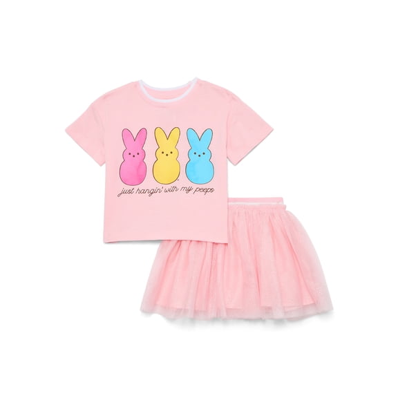 Easter Peeps Toddler Girls Graphic Tee and Tutu Skirt Set, 2-Piece, Sizes 12M-5T
