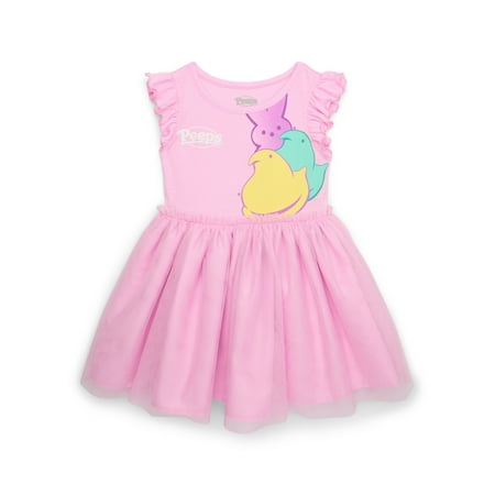 Peeps Toddler Girls’ Tutu Easter Dress with Flutter Sleeves, Sizes 12M-5T