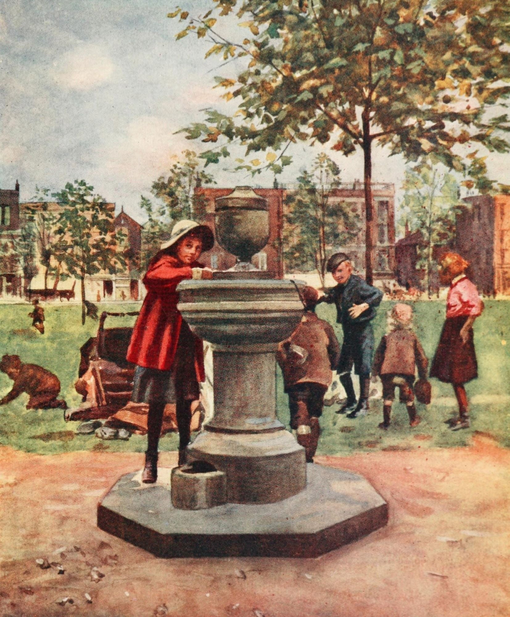 Peeps at Great Cities London 1911 Drinking fountain Canvas Art - Rose Barton (18 x 24)
