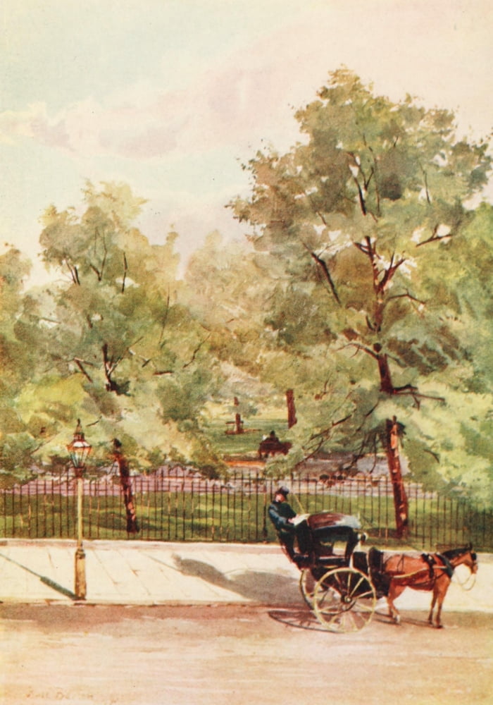 Peeps at Great Cities London 1911 Green Park Piccadilly Canvas Art - Rose Barton (18 x 24)