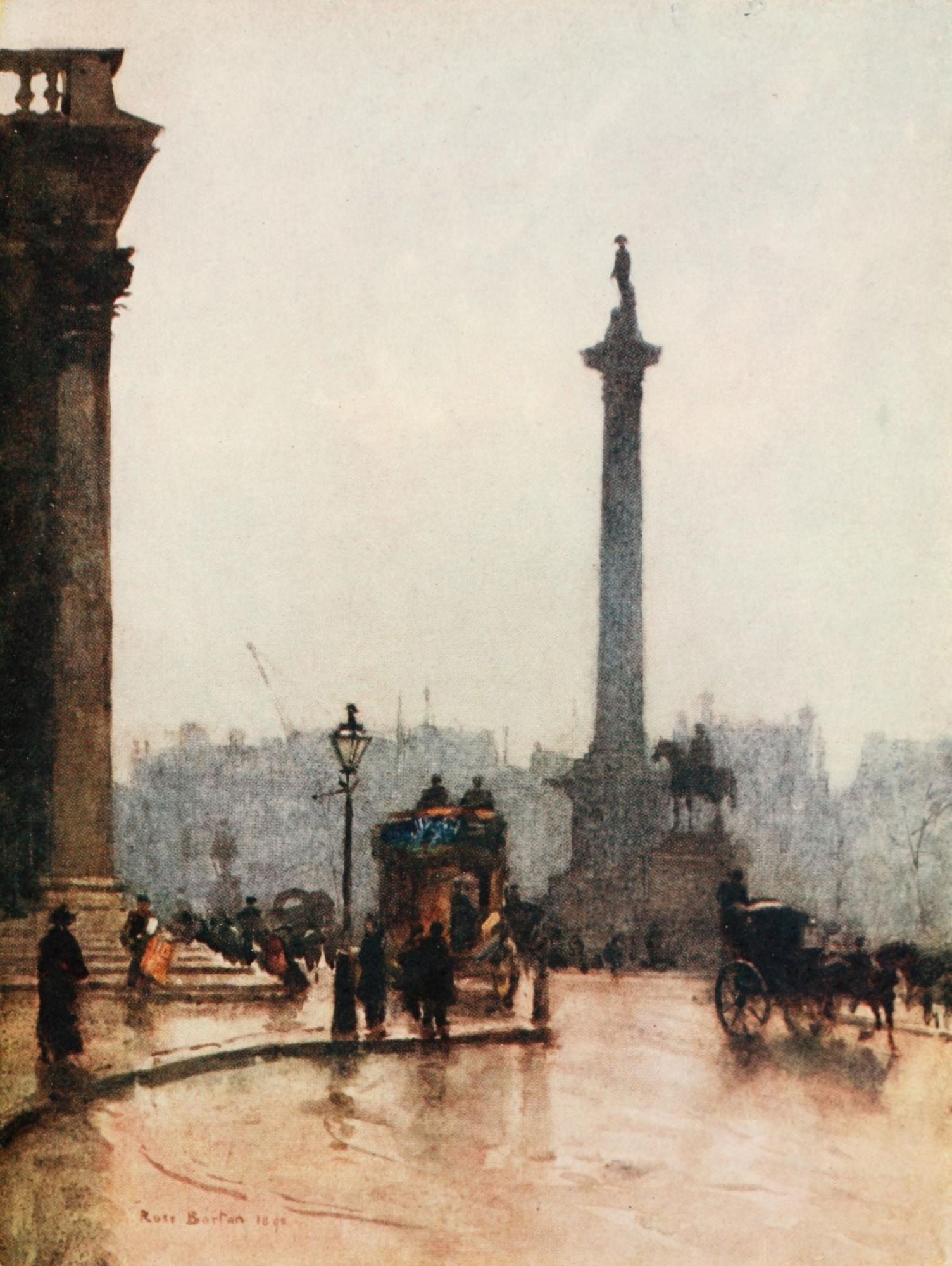 Peeps at Great Cities London 1911 Nelsons Column Canvas Art - Rose Barton (18 x 24)