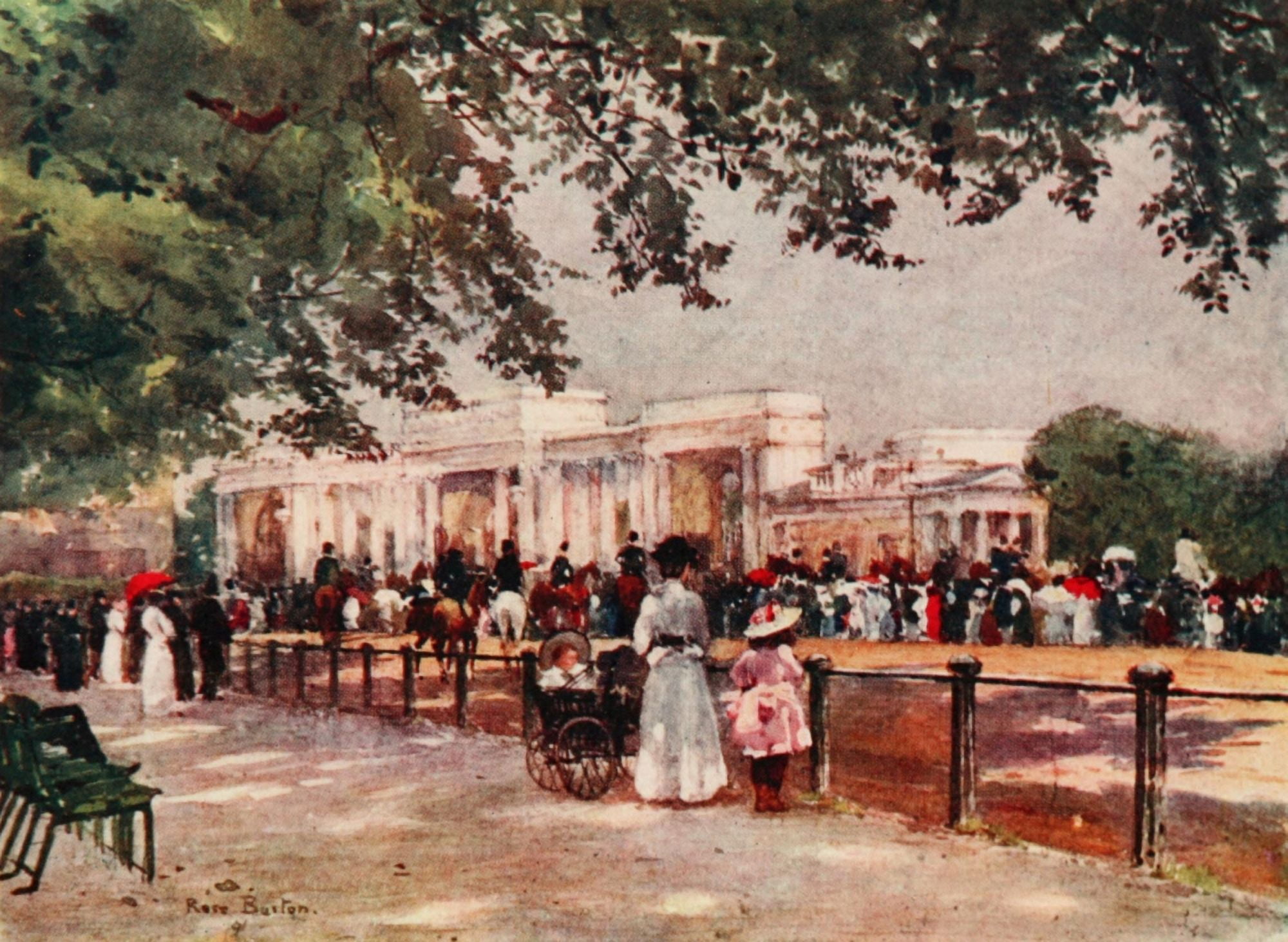 Peeps at Great Cities London 1911 Rotten Row Canvas Art - Rose Barton (24 x 36)