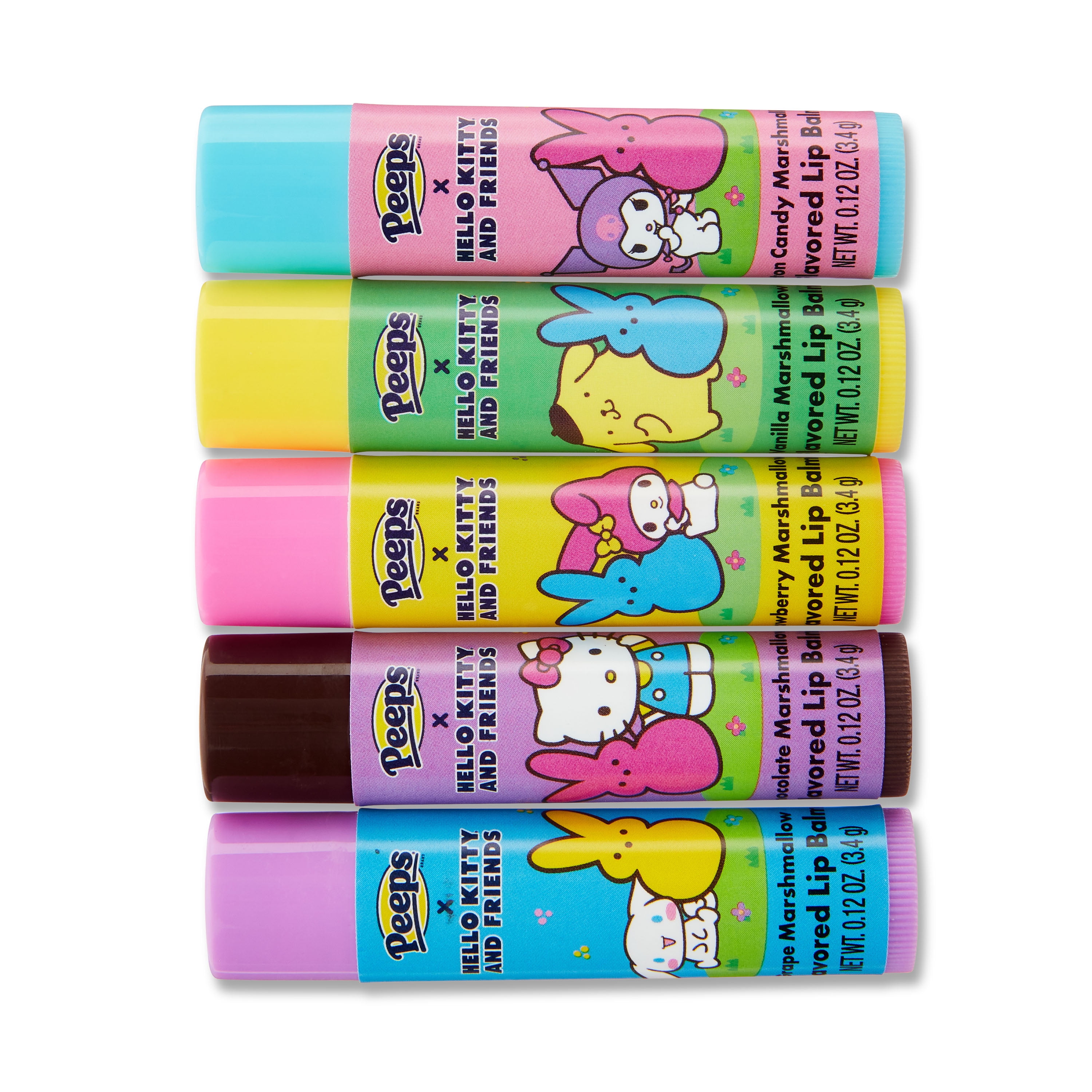 Peeps x Hello Kitty & Friends Lip Balm, 5 Pack, Marshmallow Flavored