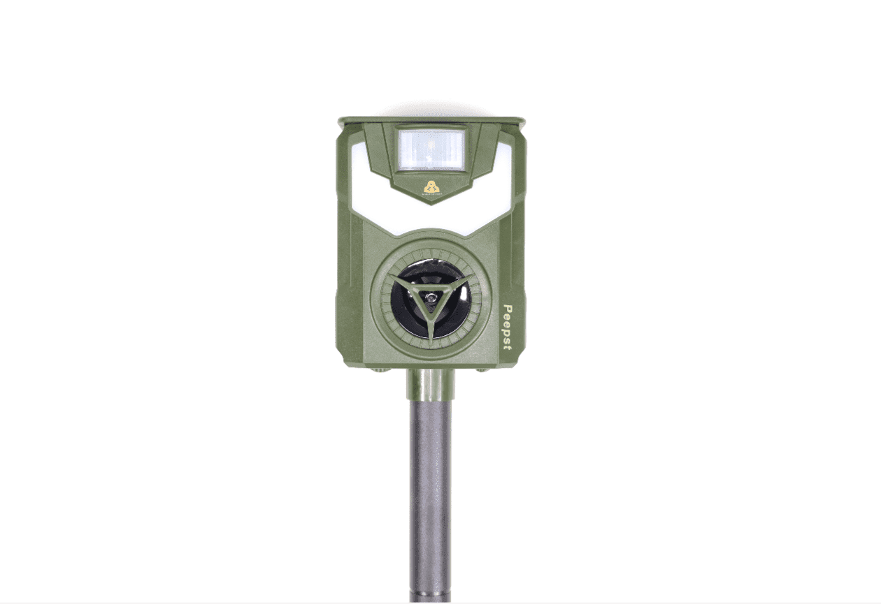 Peepst Solar Animal Repellent Ultrasonic Deer Repeller Fox Deterrent with 5 Modes Motion Sensor Flame Light for Repel Squirrel Cat Dog Outdoor Lawn Orchard Garden