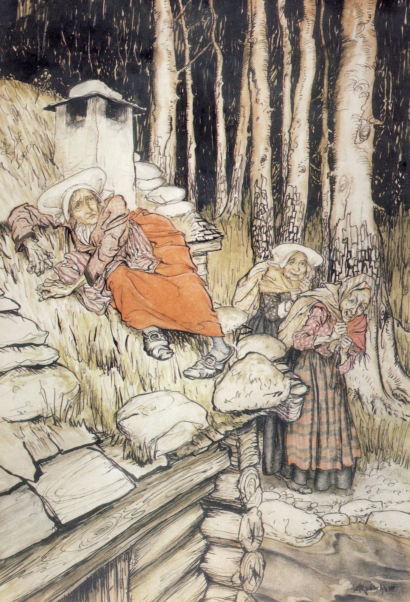 Peer Gynt 1936 Aase on Mill house roof Canvas Art - A Rackham (18 x 24)