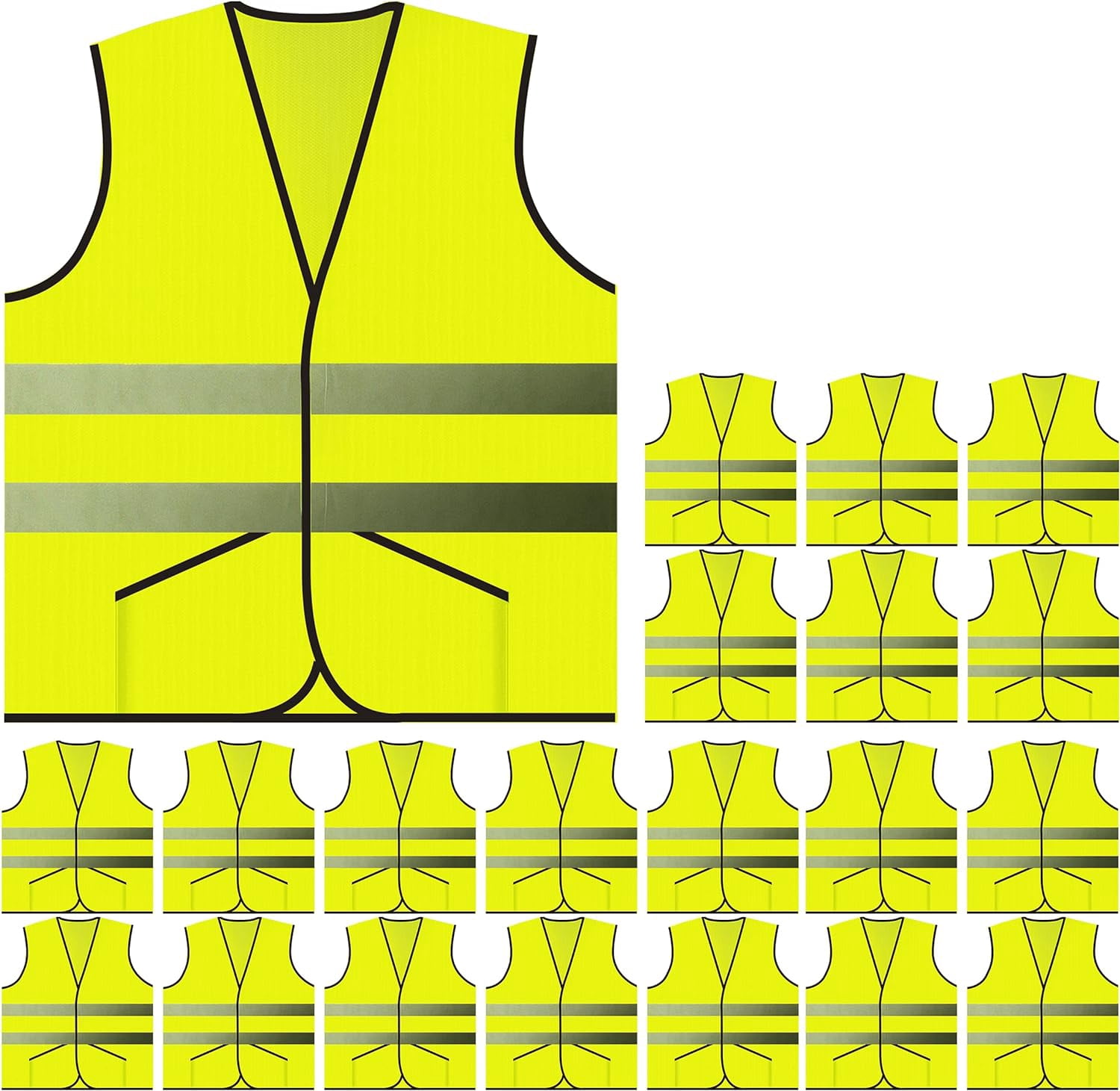 PeerBasics Pocket Safety Vest Bulk Pack Reflective High Visibility Men ...