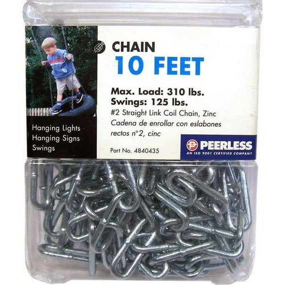 Peerless #2 Straight Link Coil Chain, Zinc, 10'