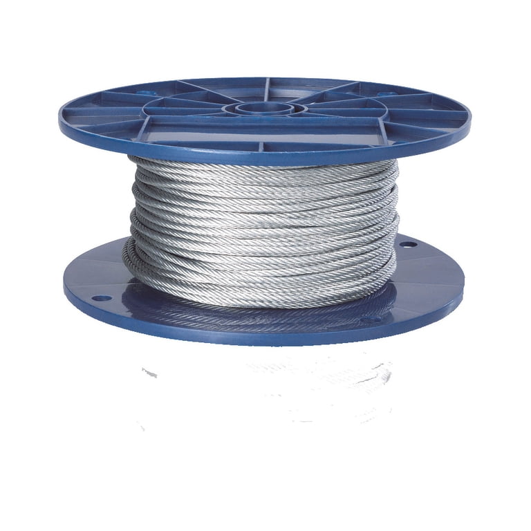 Clear Vinyl Coated Wire Rope Cable - 3/64" To 1/16", 7x7 Strand, 250 Ft Reel