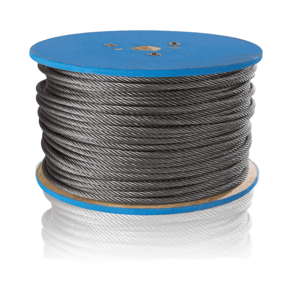 Peerless 4500905 3/32" Cable 250 Ft/Reel, Galvanized Wire Rope 7X7