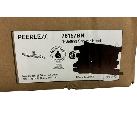 Peerless 76157 Universal Showering 1.5 GPM Single Function Shower Head - Nickel
