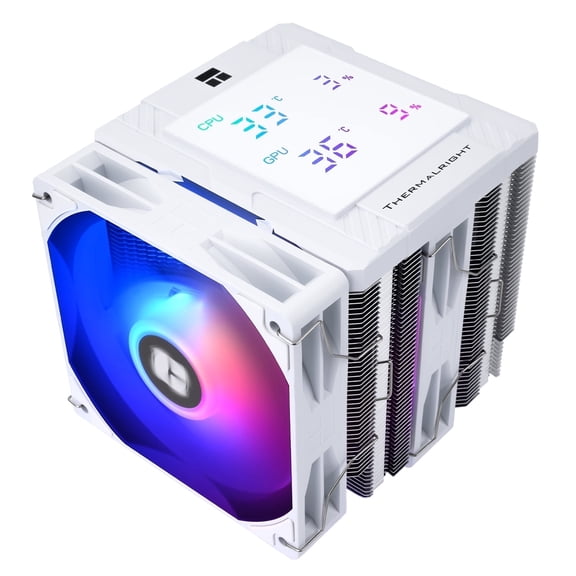 Peerless Assassin 120 Digital White ARGB CPU Air Cooler, Top Cover Digital Temperature Screen,6 Heatpipes | 1850RPM PWM Fans, for AM4/AM5,Intel LGA115X/1200/1700/1851