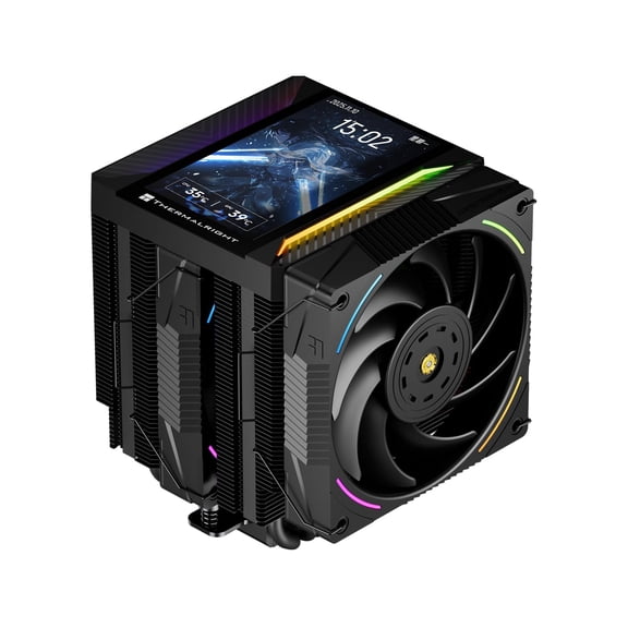 Peerless Assassin 120 Vision MAX ARGB Black CPU Air Cooler, Twin Tower Radiator 2150RPM,480x854 Resolving Power IPS Screen with 5,Computer Cooler for Intel lga1851/1700/115x,AM4/AM5