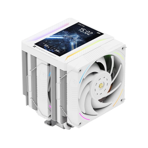 Peerless Assassin 120 Vision MAX ARGB White CPU Air Cooler, Twin Tower Radiator 2150RPM,480x854 Resolving Power IPS Screen with 5,Computer Cooler for Intel lga1851/1700/115x,AM4/AM5