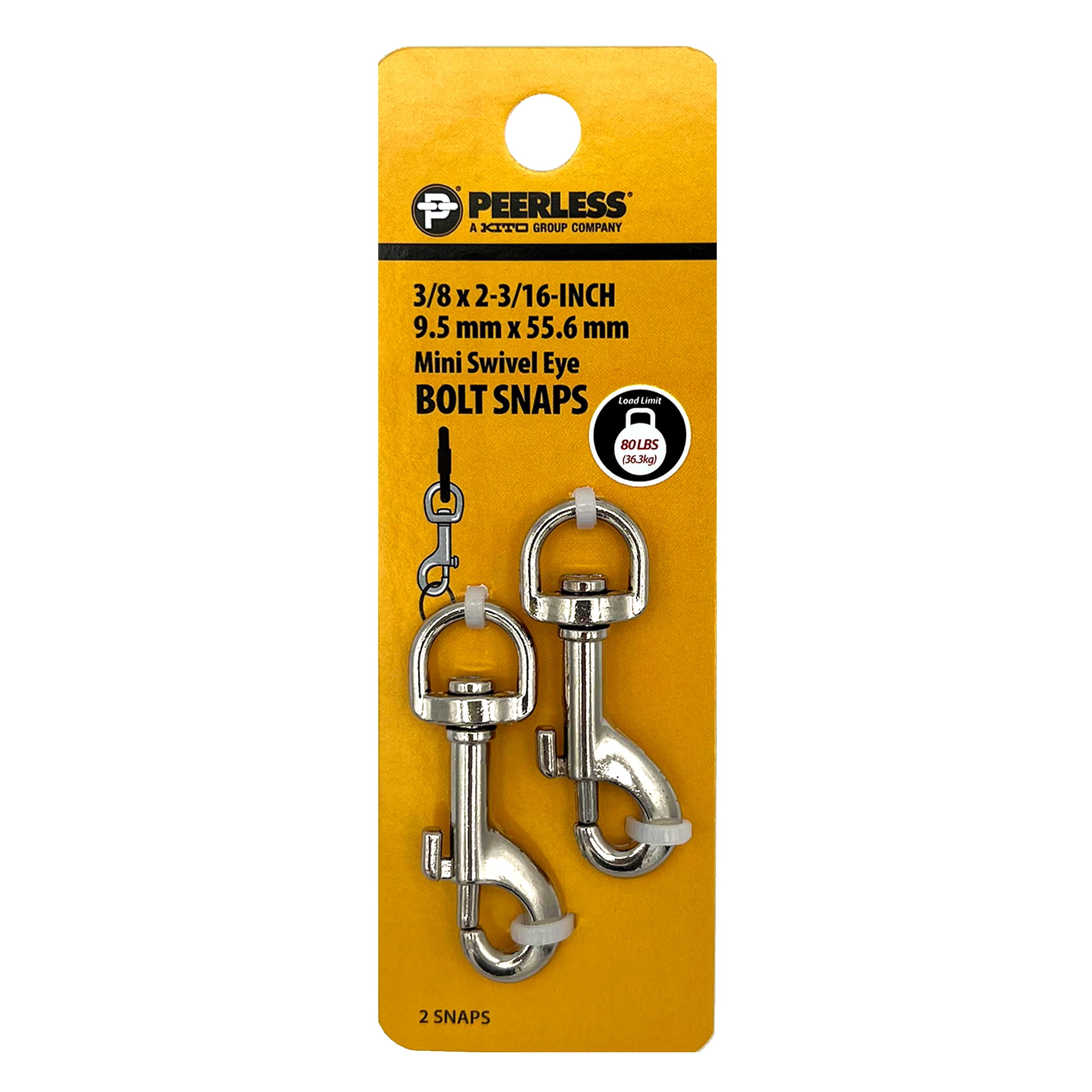 Peerless Chain 3/8 2-Pack Zinc Mini Swivel Eye Bolt Snaps, #4726538 