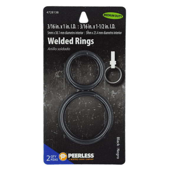 Peerless Chain Assorted 2 Pack Black Welded Rings, #4728138