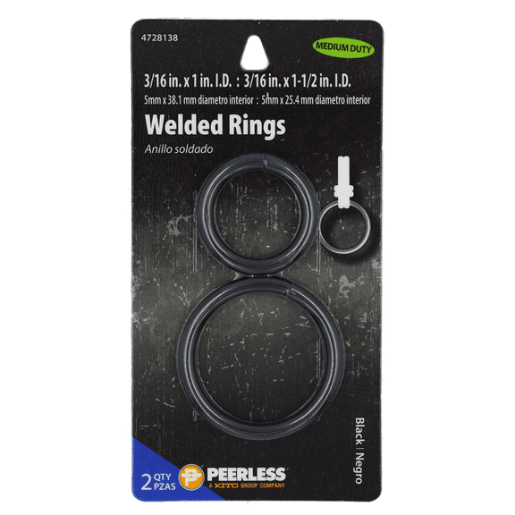 Peerless Chain Assorted 2 Pack Black Welded Rings, #4728138