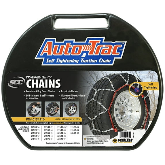Peerless Chain 0154510 AutoTrac Tire Chains, 1 Pair, Self-Tightening for Winter Safety