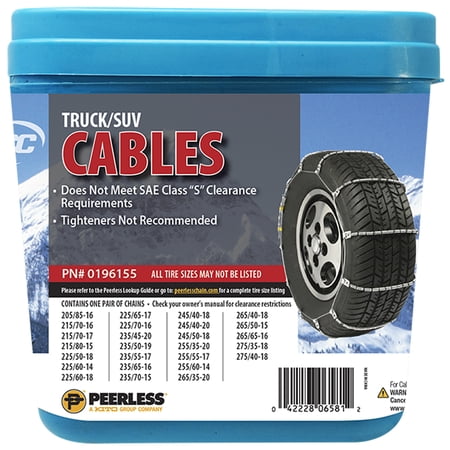 Peerless Chain 0196155 Tire Cables, 1 Pair, Winter Tire Traction