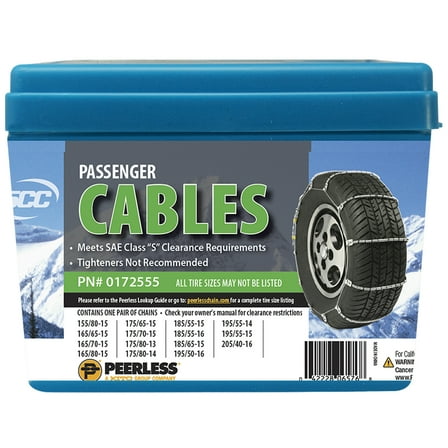 Peerless Chain 0172555 Tire Traction Cables, 1 Pair, Winter Tire Traction