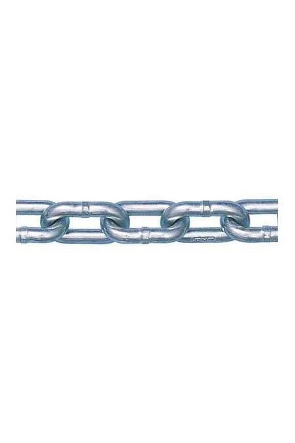 5411335 Grade 30 Low Carbon Steel Proof Coil Chain in Pail, Zinc Plated, 5/16" Trade, 0.328" Wire Diameter, 92' Length, 1900 lbs Load Capacity