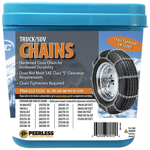 Peerless Chain 0321030 Truck Tire Chain with Rubber Tighteners, 1 Pair, Winter Tire Traction