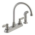 thumbnail image 1 of Peerless Claymore Apex Two Handle Stainless Steel Kitchen Faucet Side Wand Included, 1 of 4