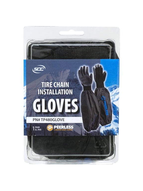 Chain Model TP480GLOVE Tire Chain Installation Gloves, Durable Polyester, Elbow Length, Black, 1 Pair