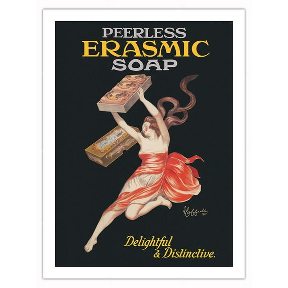 Peerless Erasmic Soap - Delightful & Distinctive - Vintage Advertising Poster by Leonetto Cappiello c.1925 - Fine Art Matte Paper Print (Unframed) 24x32in