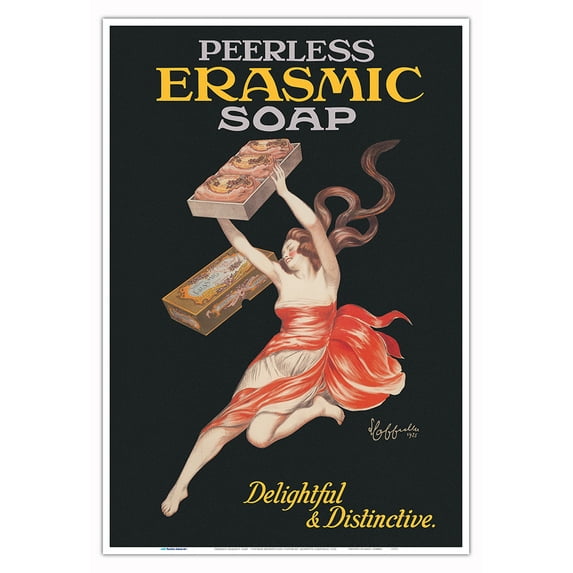 Peerless Erasmic Soap - Delightful & Distinctive - Vintage Advertising Poster by Leonetto Cappiello c.1925 - Master Art Print (Unframed) 13in x 19in