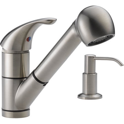 Peerless Choice One Handle Stainless Steel Pull Out Kitchen Faucet