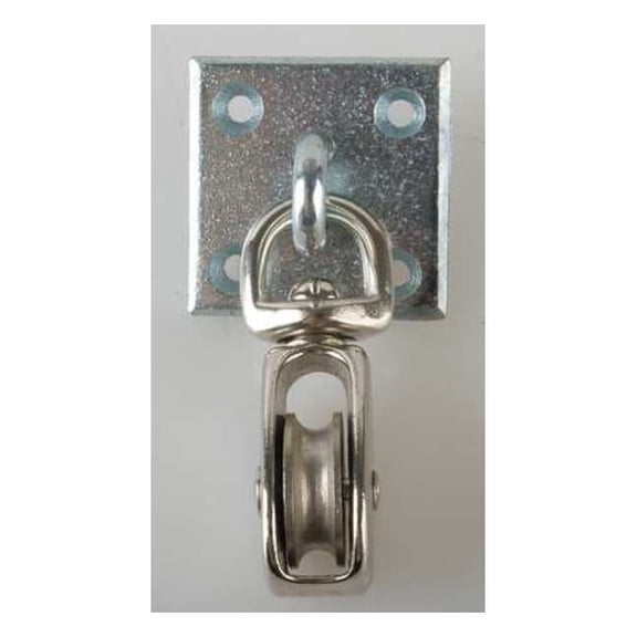 Pulley Block On Plate, Fibrous Rope, 1/4 in Max Cable Size, Not Rated Max Load, Electro-Galvanized