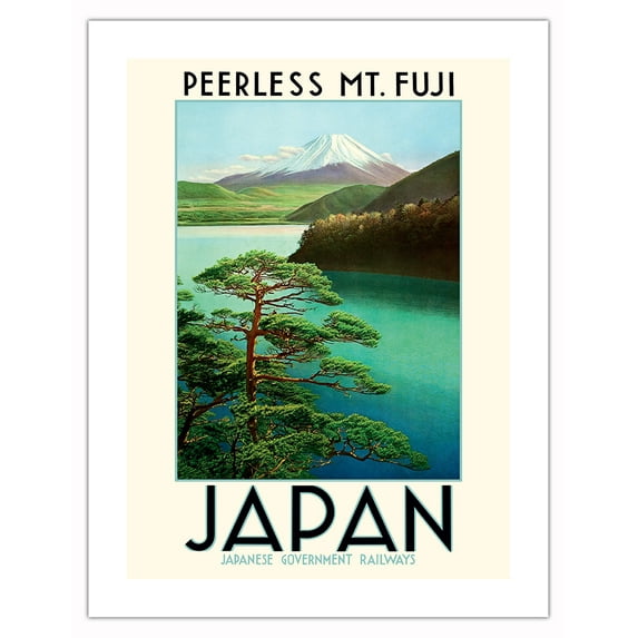 Peerless Mt. Fuji, Japan - Japanese Government Railways - Vintage Railroad Travel Poster c.1938 - Bamboo Fine Art 290gsm Paper (Unframed) 17x22in