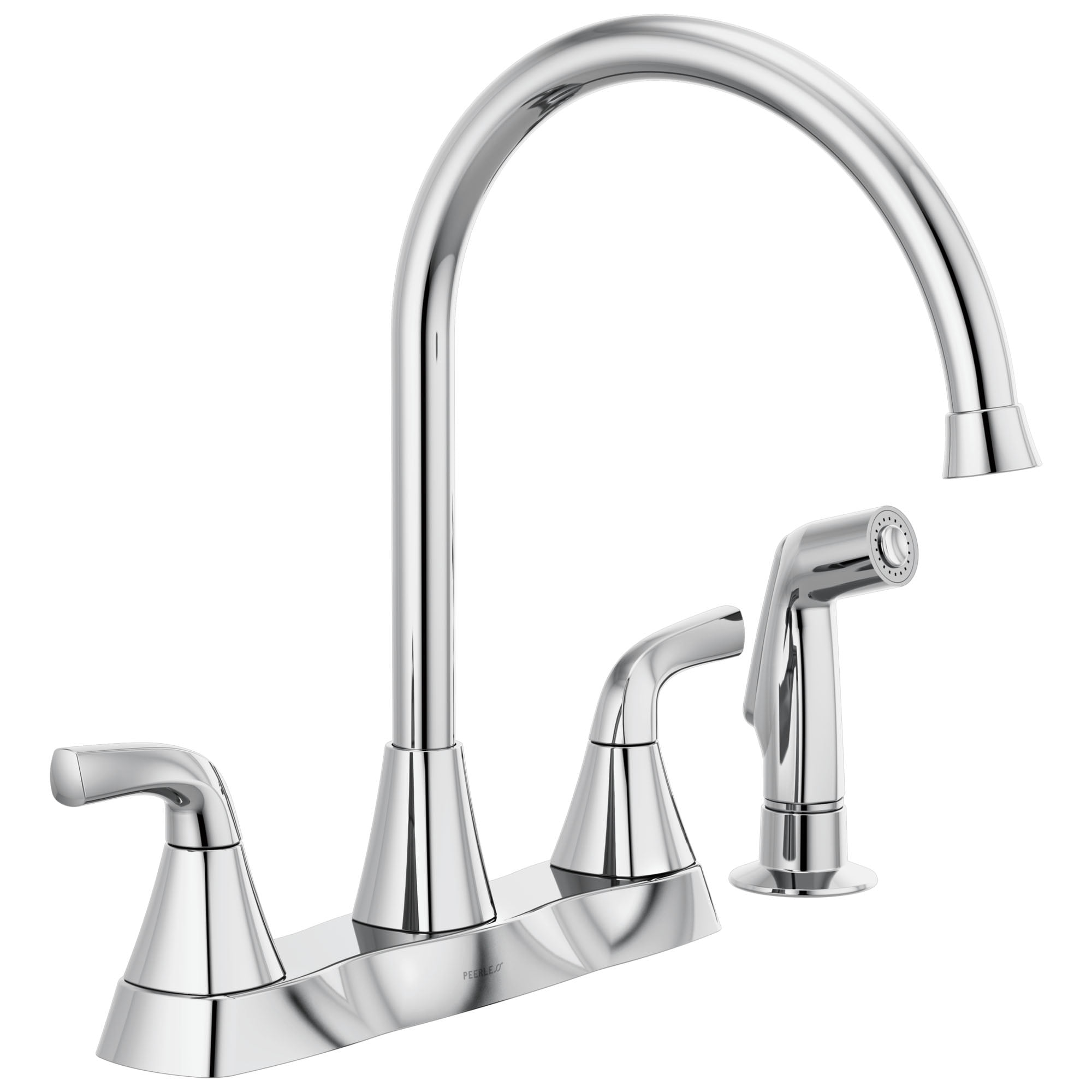 Chrome High-Arc Two Handle Kitchen Faucet with Side Spray