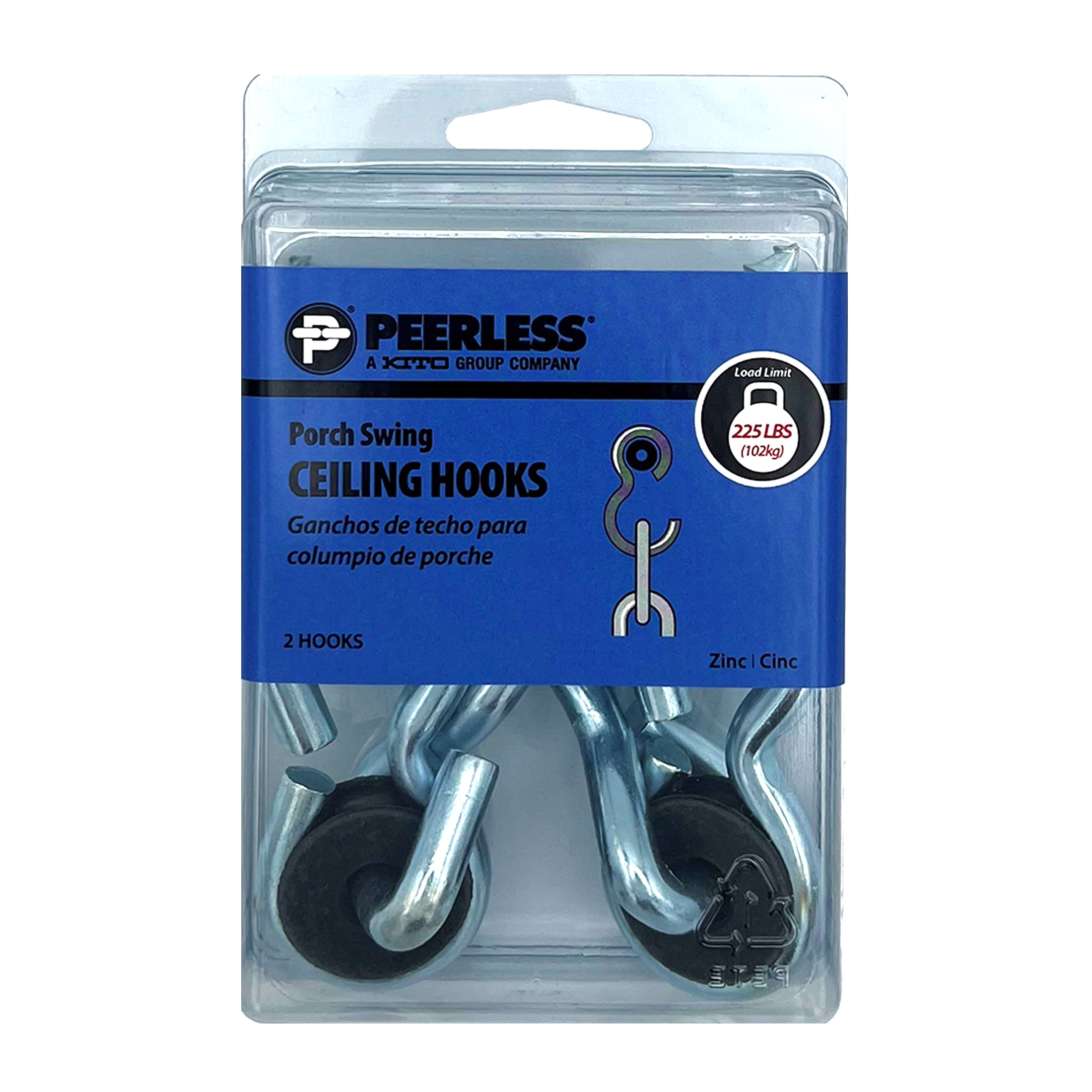 Peerless Porch Swing Ceiling Hooks Zinc Plated 2 Pack, 4800460