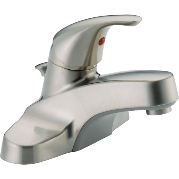 Delta Faucet Peerless Single-Handle Centerset Bathroom Faucet with Pop-Up Drain Assembly, Brushed Nickel P136LF-BN — Standard US Bathroom Rough-In, Lever Control