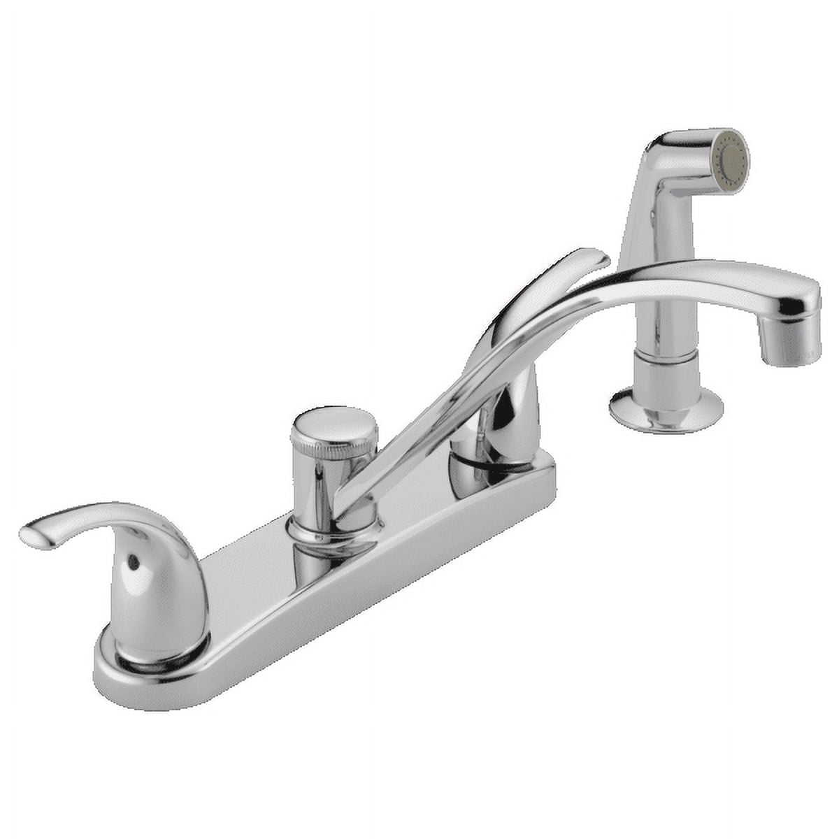 Chrome Transitional Double Handle Kitchen Faucet with Side Sprayer