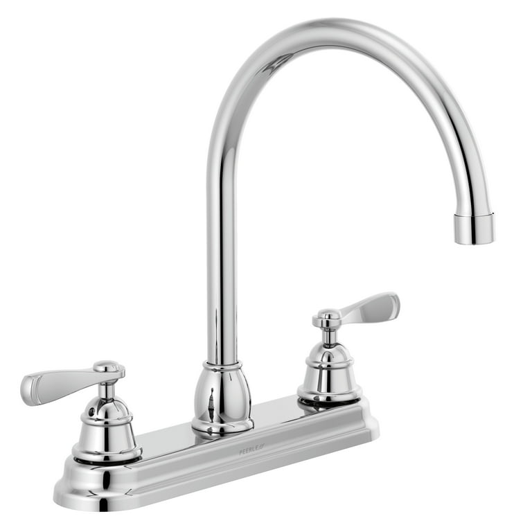 Peerless Chrome 2-Handle Deck-Mount High-Arc Handle Kitchen Faucet (Deck Plate Included) Peerless Chrome 2-Handle Deck-Mount High-Arc Handle Kitchen Faucet (Deck Plate Included)