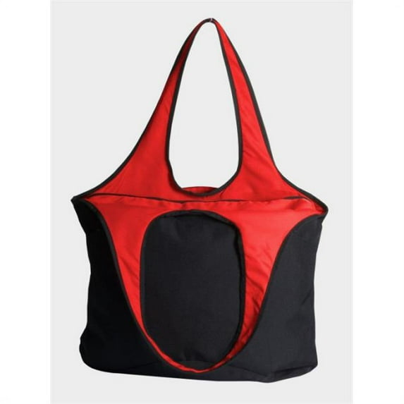 Peerless VEST001-Black-Red Village Zipper Tote Bag, Black And Red