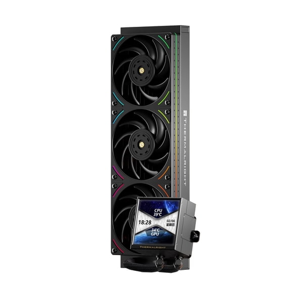 Peerless Vision 360 UB ARGB Black CPU Aio Cooler,PC Specification Water Cooler System with Inline PC Fans,3.95IPS LCD Screen 480x480 Resolution,for AM4/AM5;Intel 1700/1851