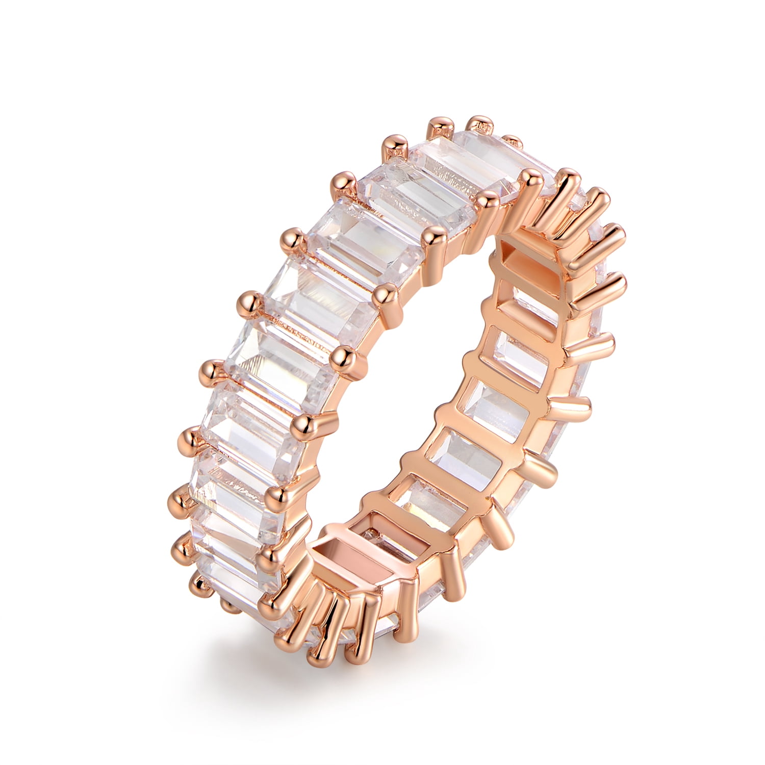 Barzel Women's 3 Row Cubic Zirconia Eternity Band Ring - 18k Gold Plated, Wedding Or Anniversary Gift - View #6