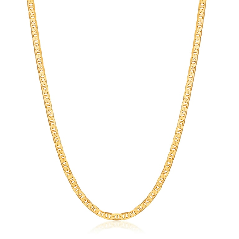 Peermont 18k Gold Plated Flat Mariner 3.5MM Chain Necklace 18