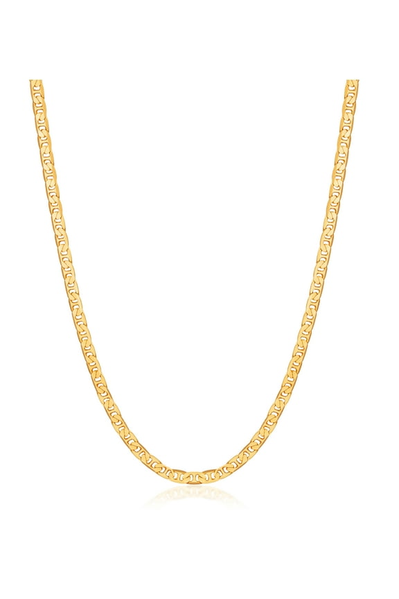 Peermont 18k Gold Plated Flat Mariner 3.5MM Chain Necklace- 18"