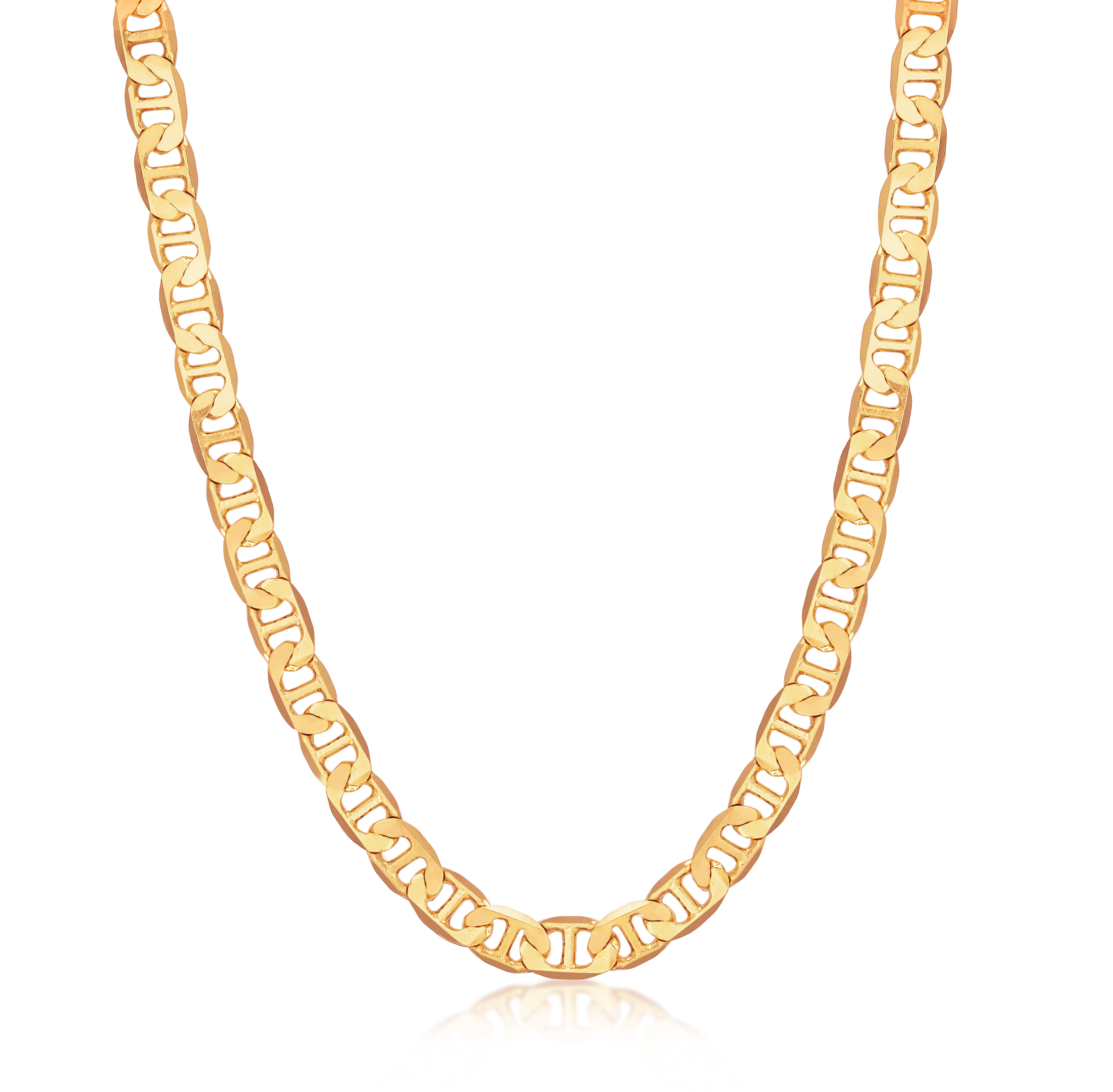 Peermont 18k Gold Plated Flat Mariner 8MM Chain Necklace- 24\